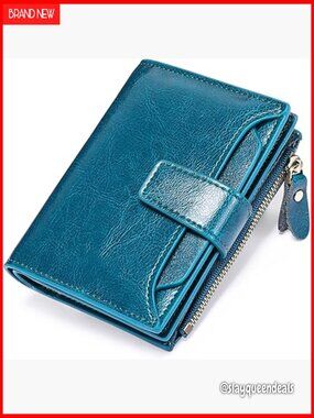 Leather Bifold RFID Blocking Wallet Compact Women's Purse